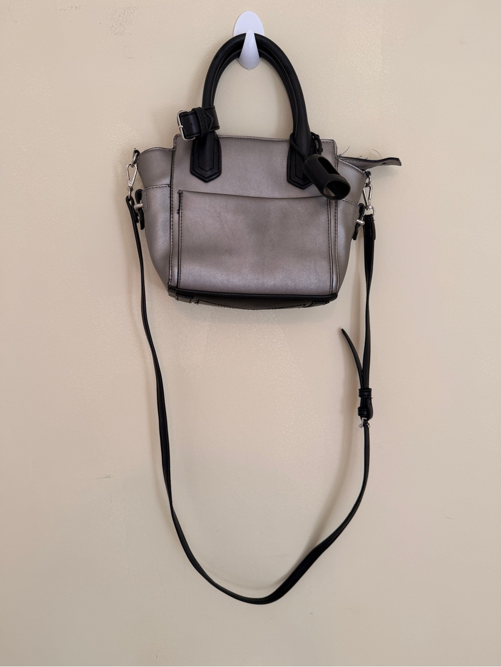 REED Atlantique Silver/Black Mini Handbag Purse with Detachable Crossbody Strap